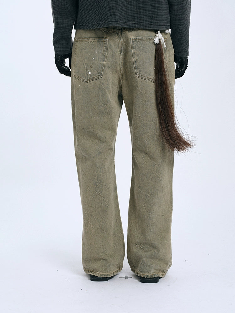 Straight Rip Ripple Destruction Jeans