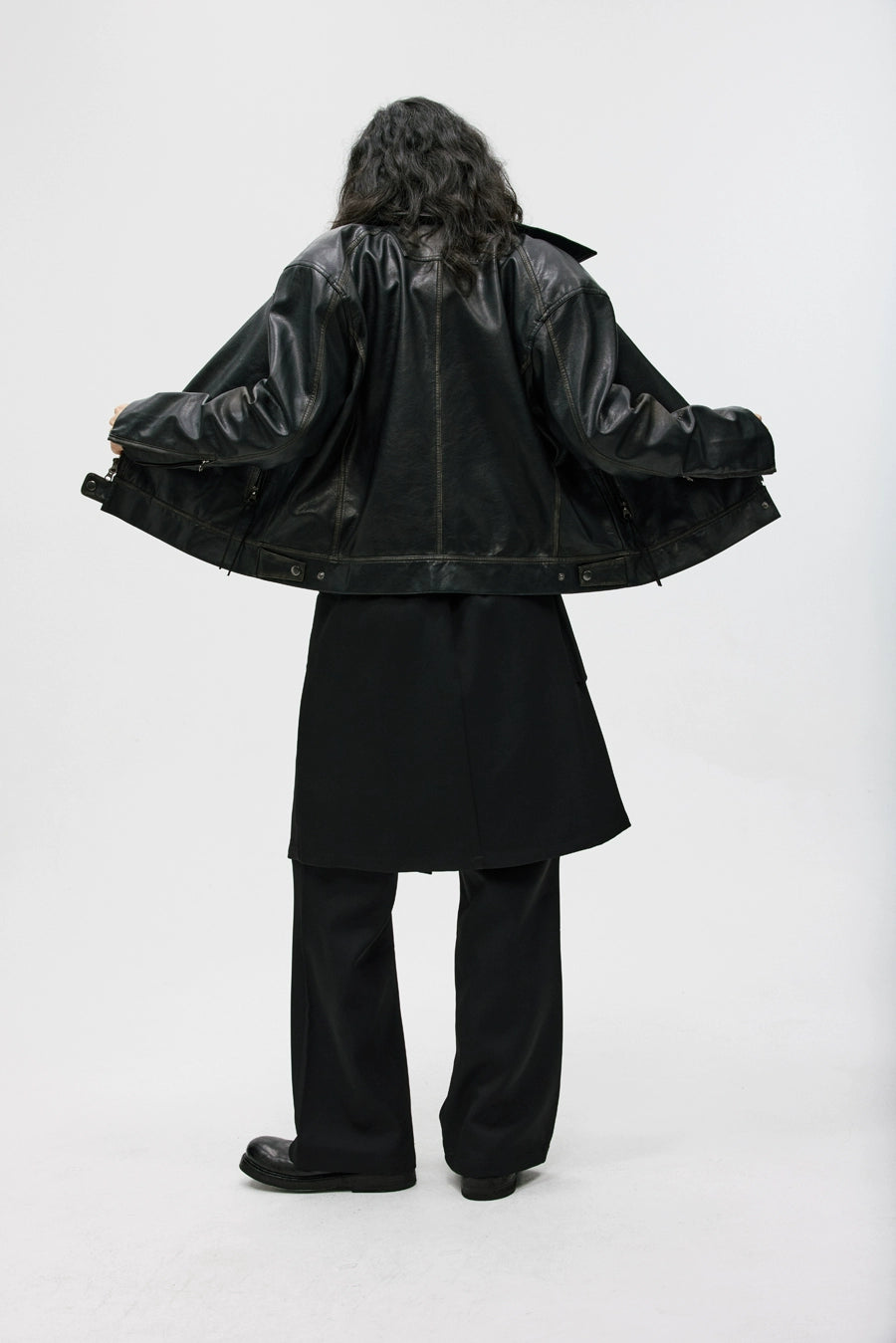 Hand Rubbed Boxy PU Leather Jacket