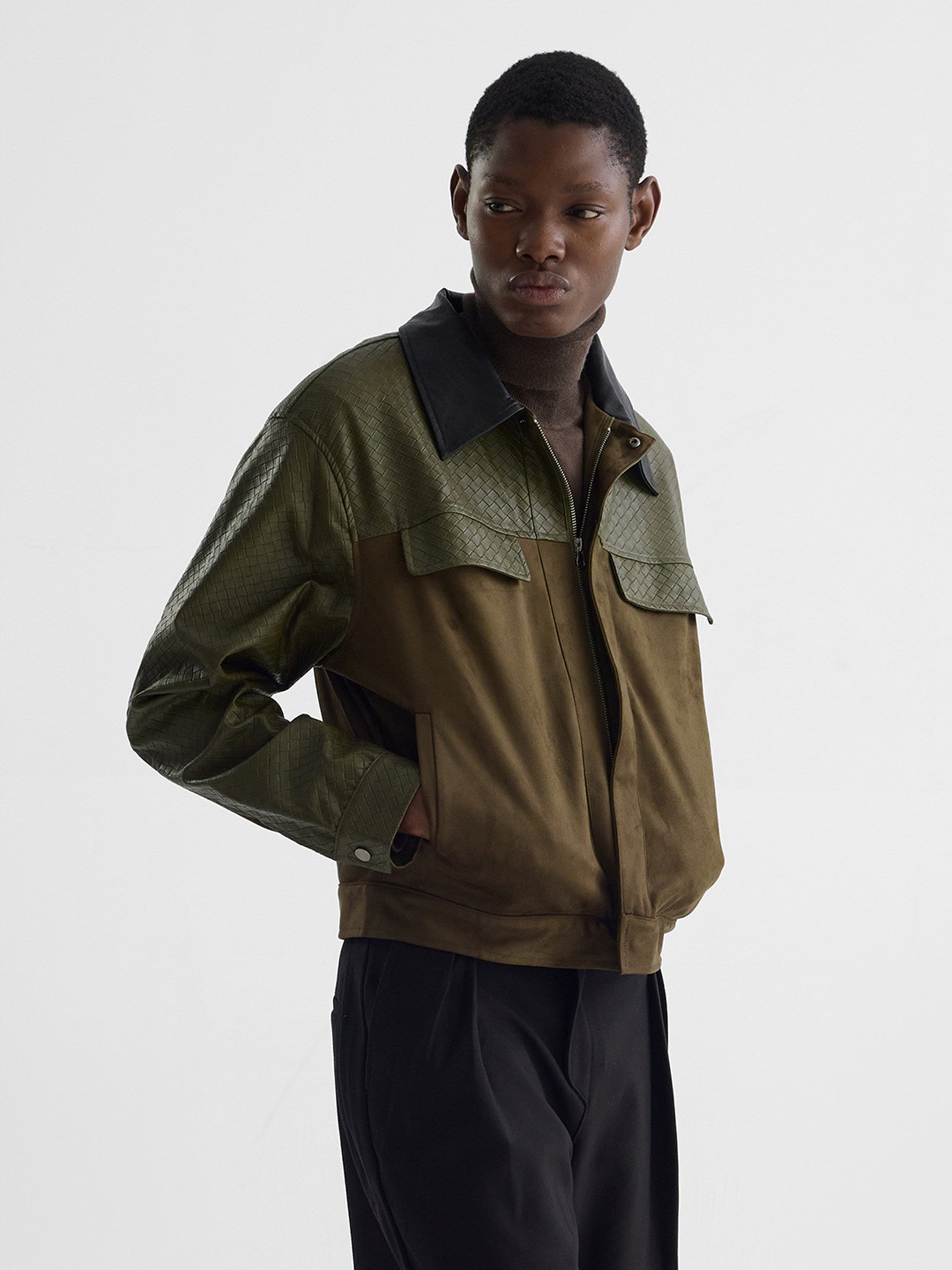 Woven embossed suede velvet jacket