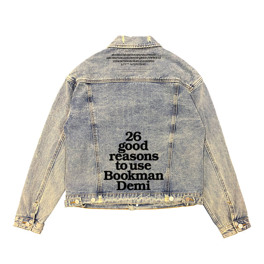 lettering Vintage Washed Damage Denim Jacket