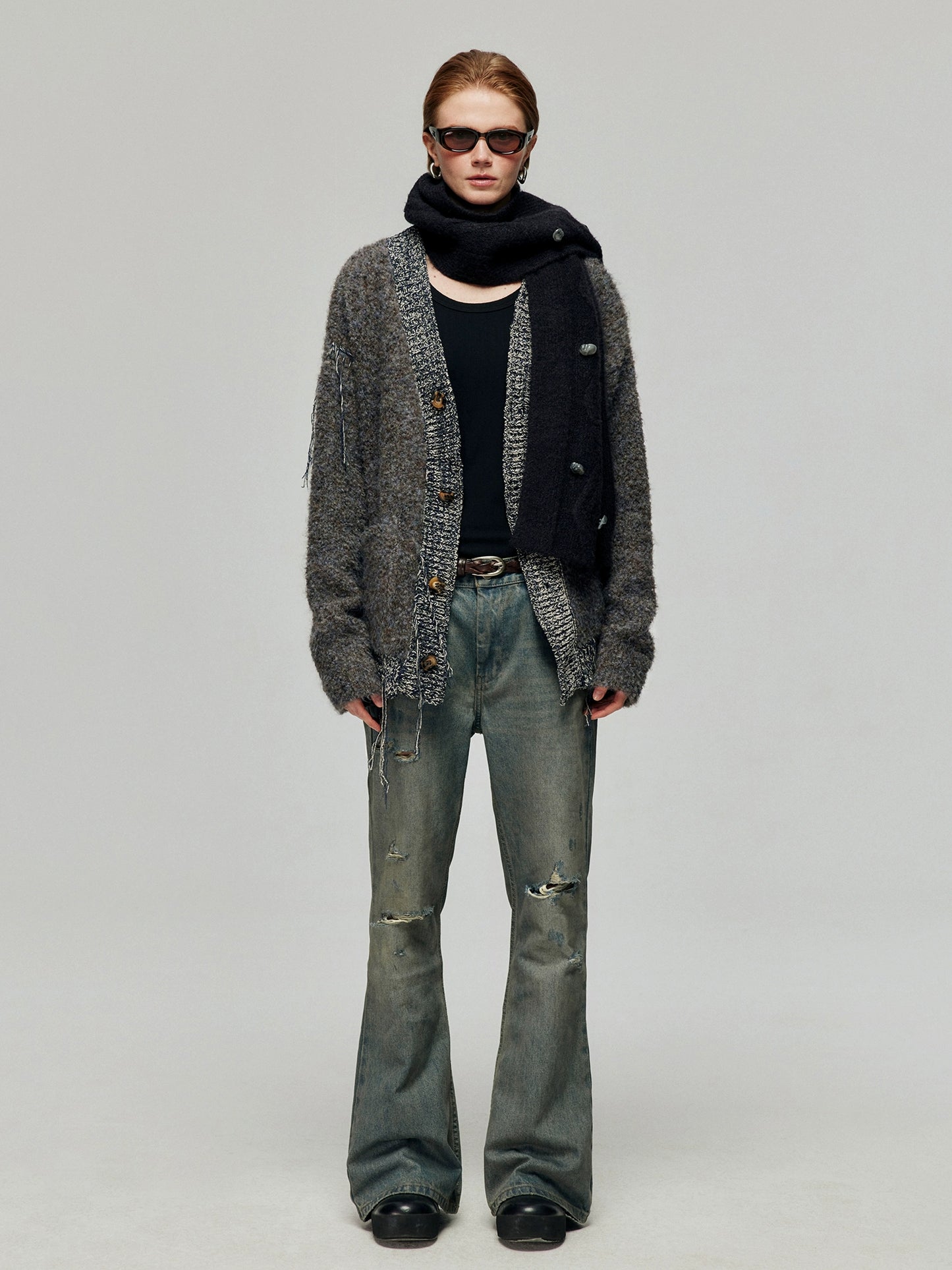 vintage distressed bootcut jeans
