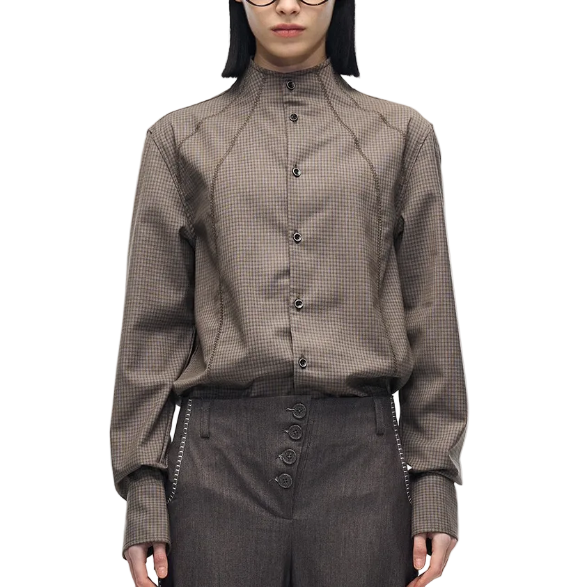 Oak spliced plaid shirt