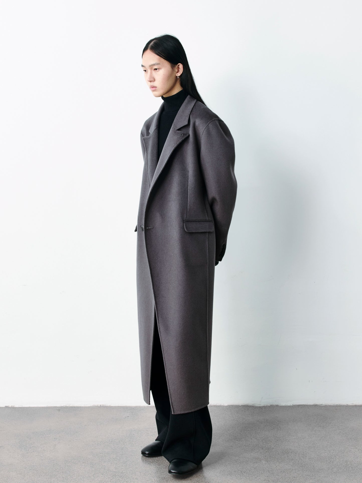 Mercerized Wool Long Coat