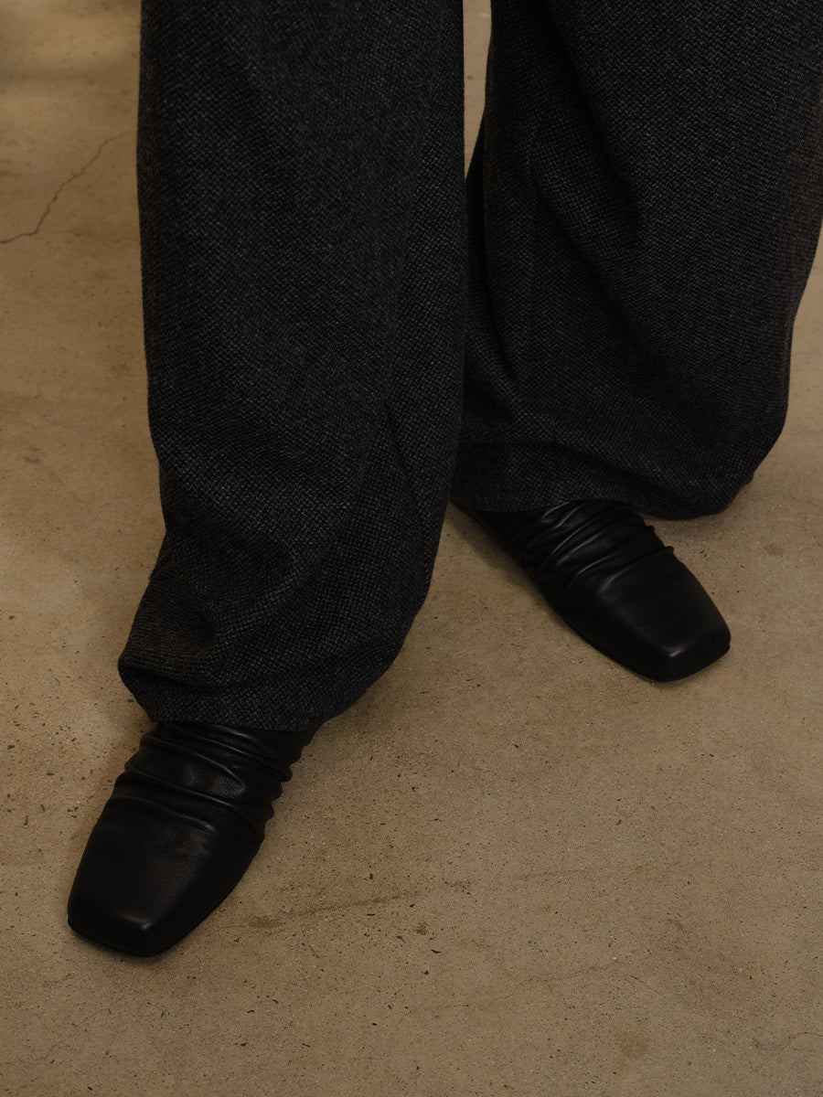 LEATHER TOP LAYER BALLET MULE