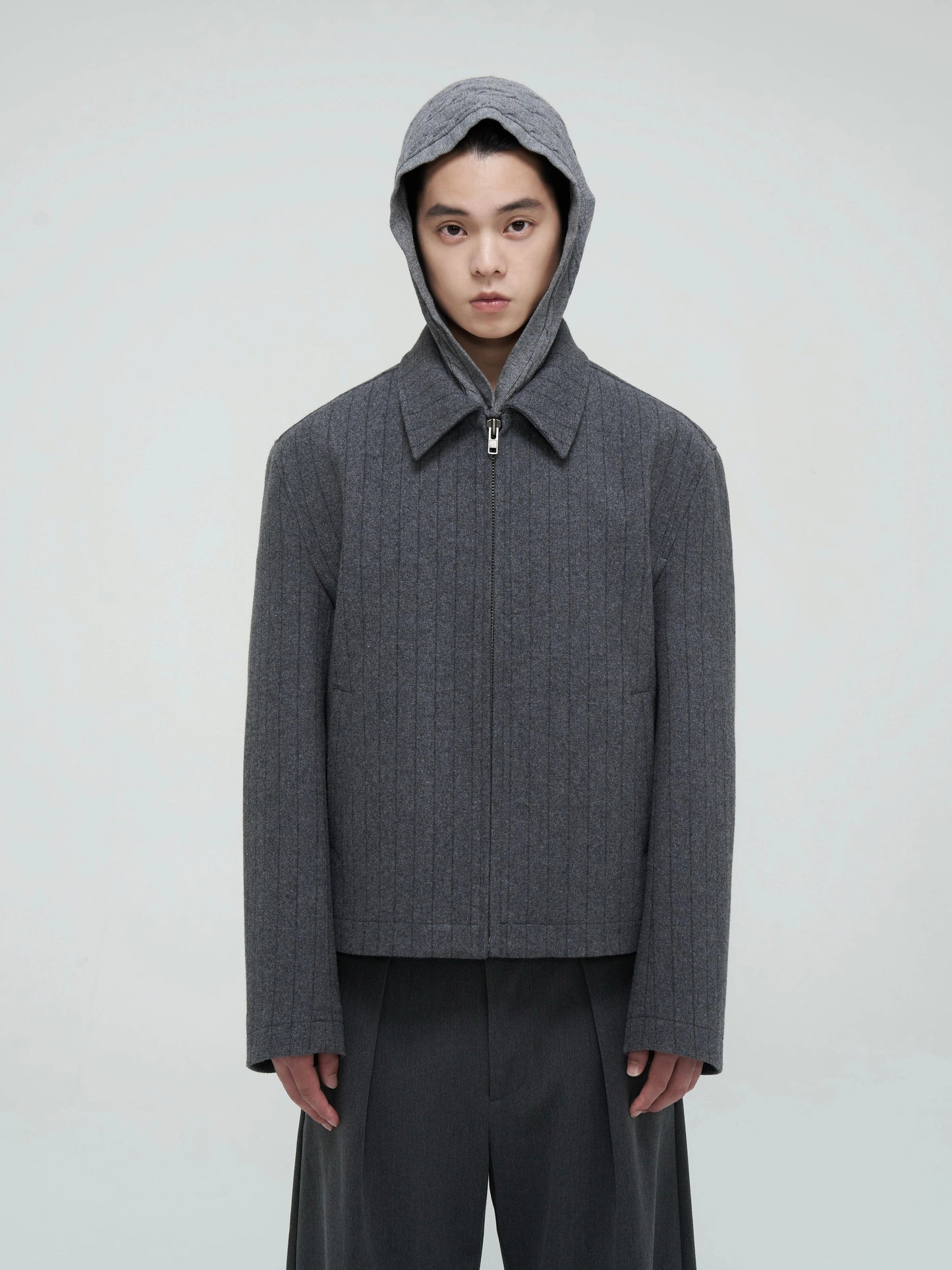 Dark Stripe Tweed Lapel Jacket