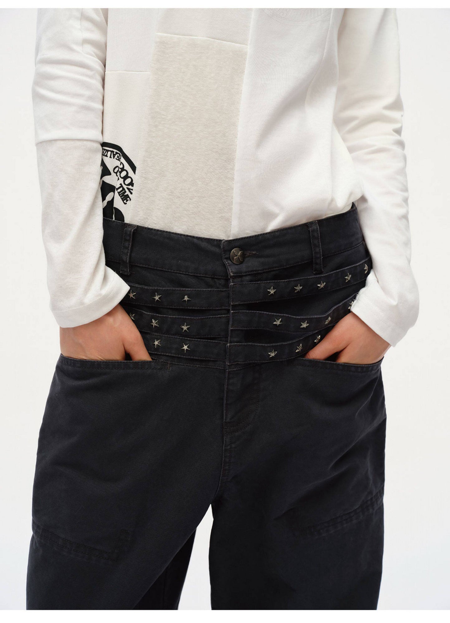 Old star rail studded wide-leg cargo pants