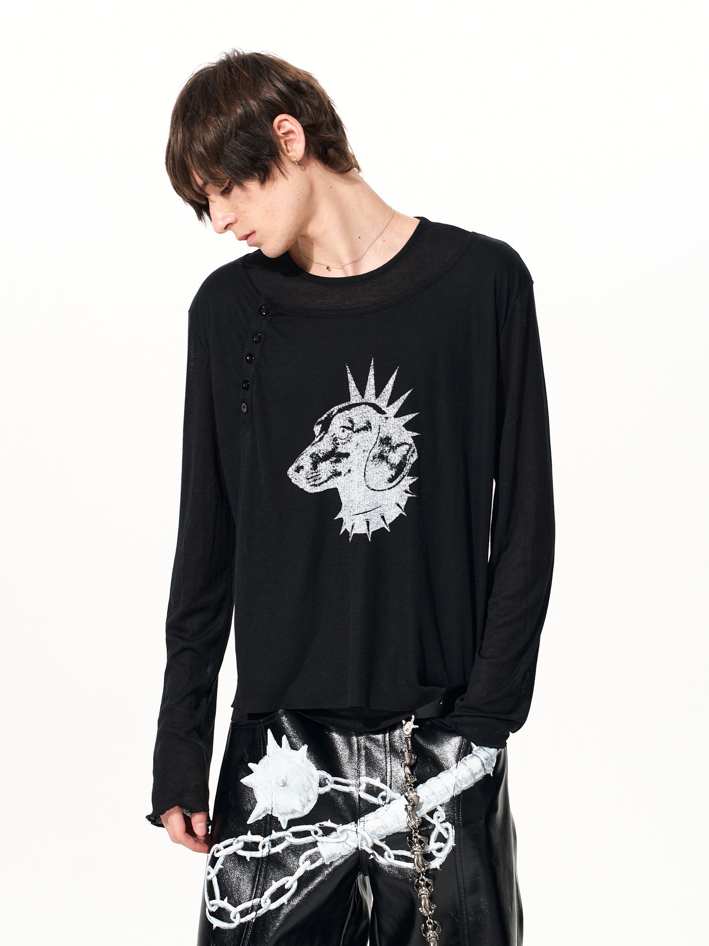Dog Head Fake Layered Long-Sleeved T-Shirts