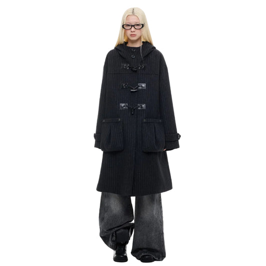 Hooded horn button coat