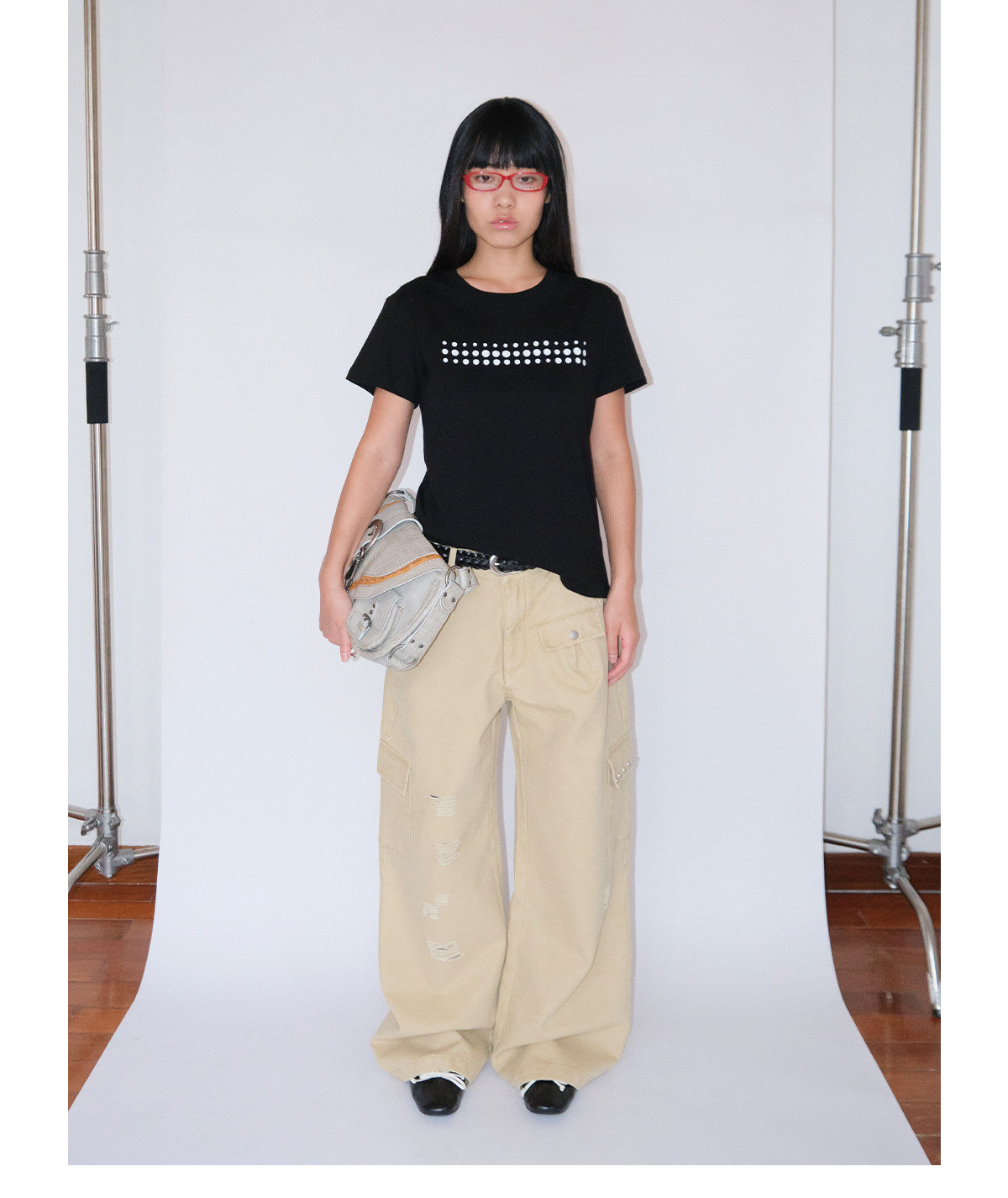 Polka dot short-sleeve T-shirt