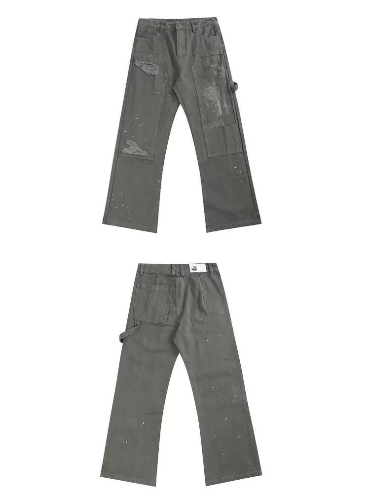 Patch work damaged green Jeans