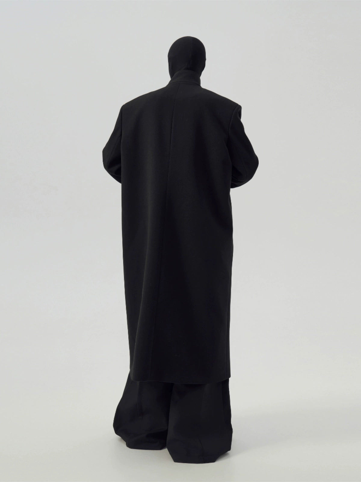 Tweed Padded Shoulder Loose Long Coat