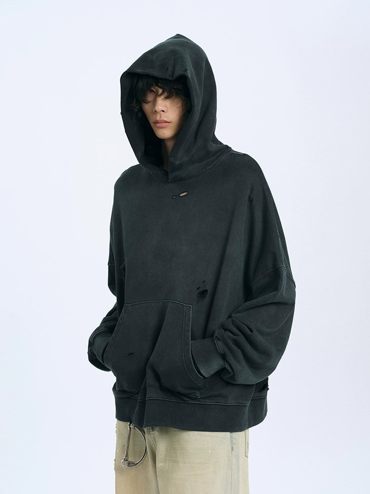 Vintage Wash Distressed Hoodie