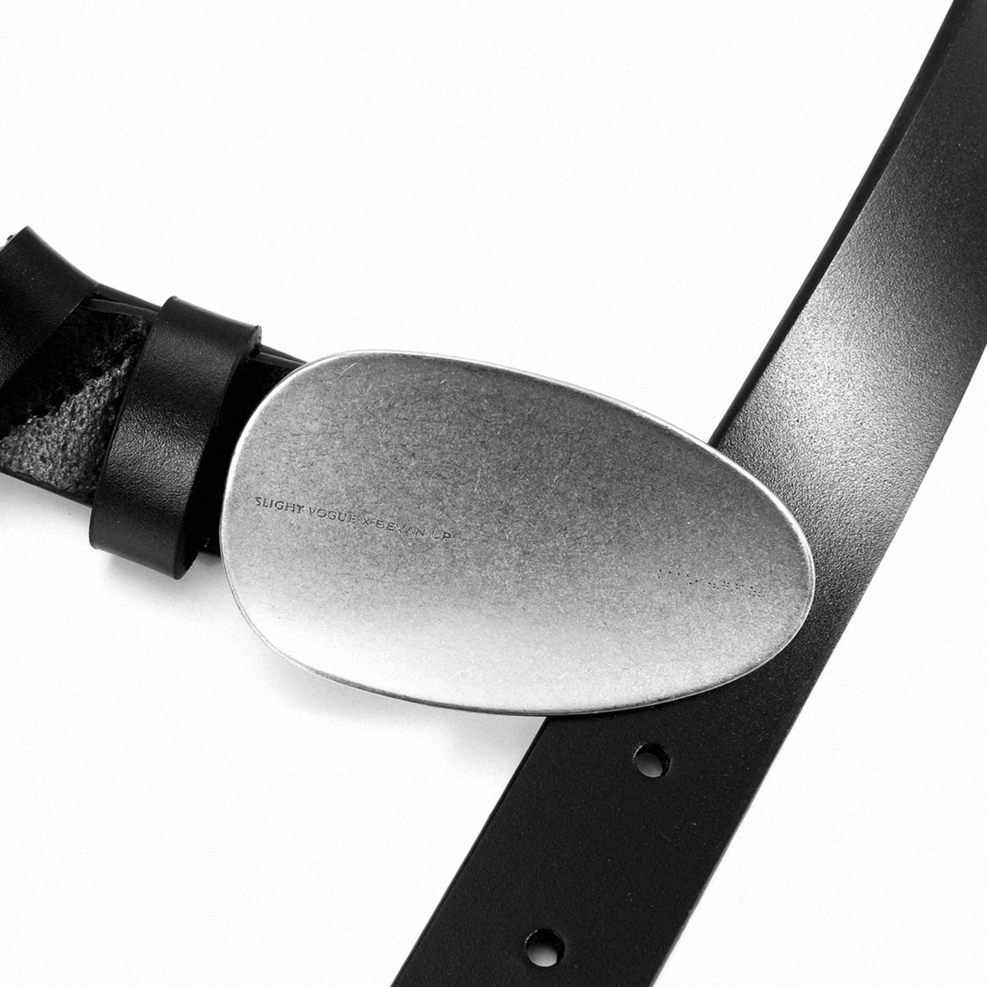 Silver Curved Edge Buckle Belt