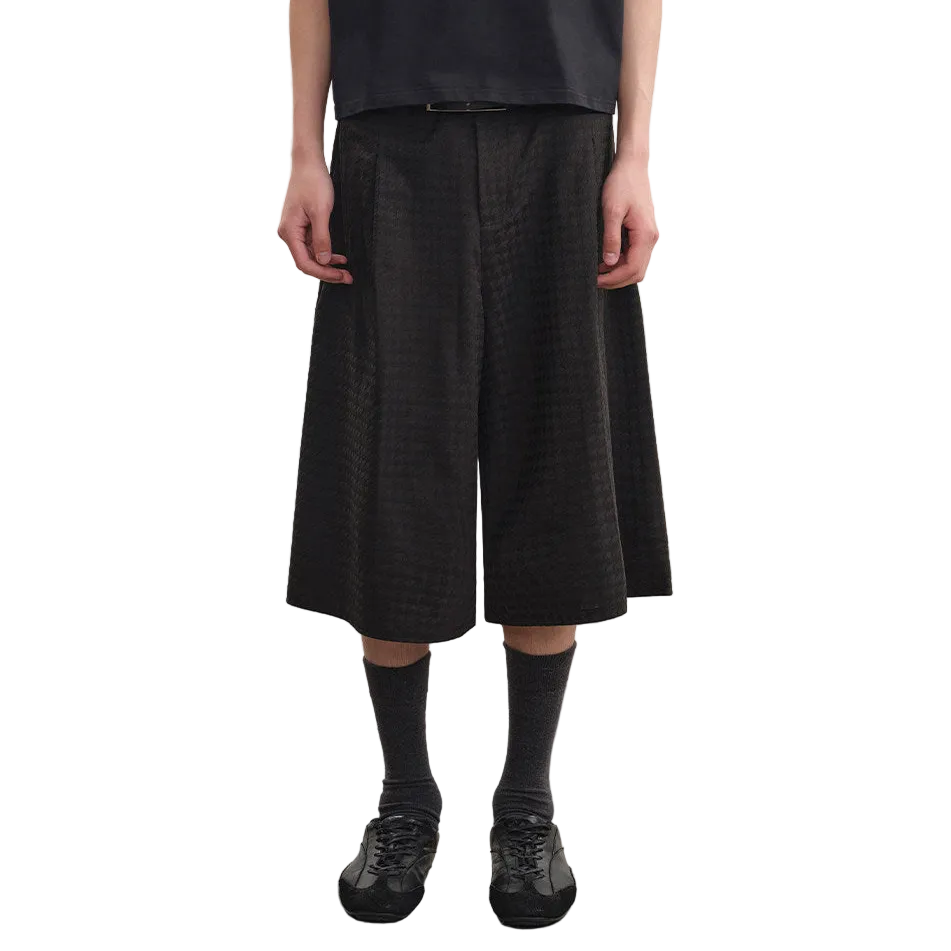 Houndstooth Pleated Cropped Pants