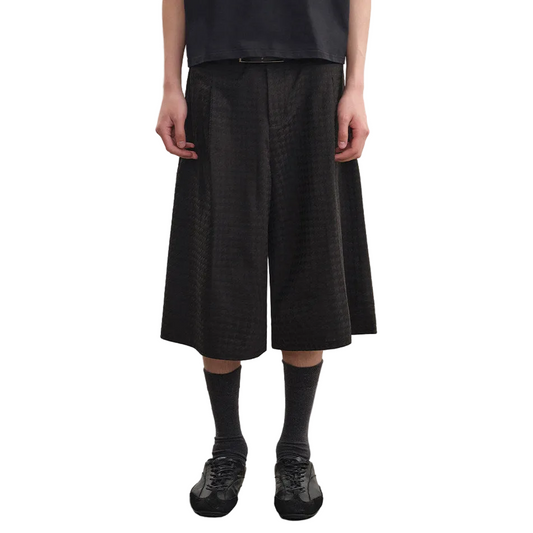 Houndstooth Pleated Cropped Pants