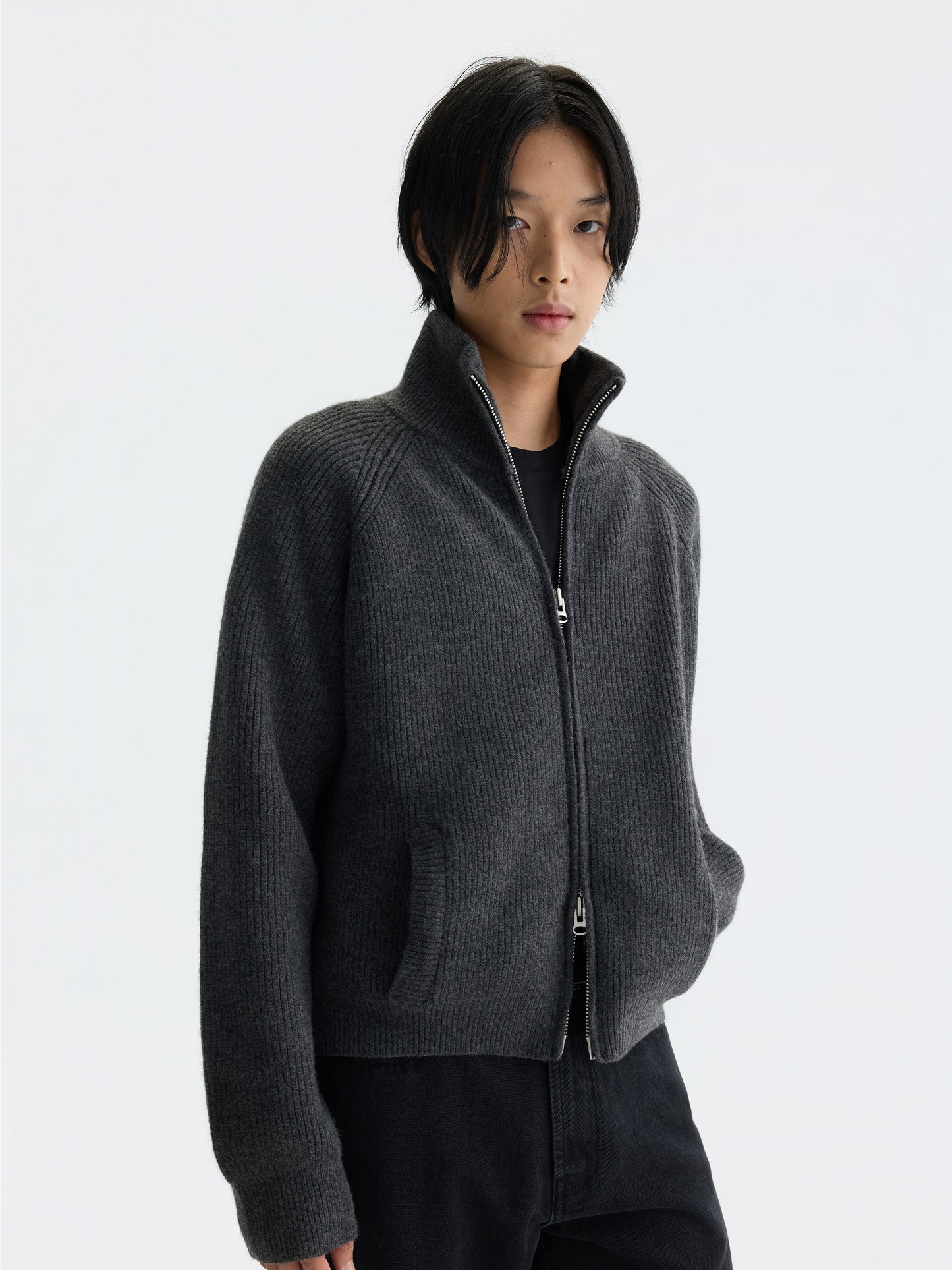 WOOL ZIP-UP CARDIGAN