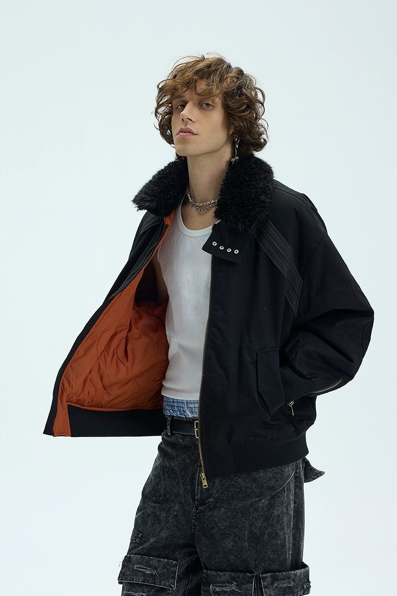 Fur Collar Padded Bomber Jacket