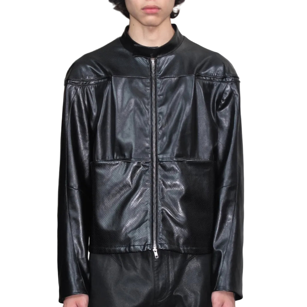 Mesh leather jacket