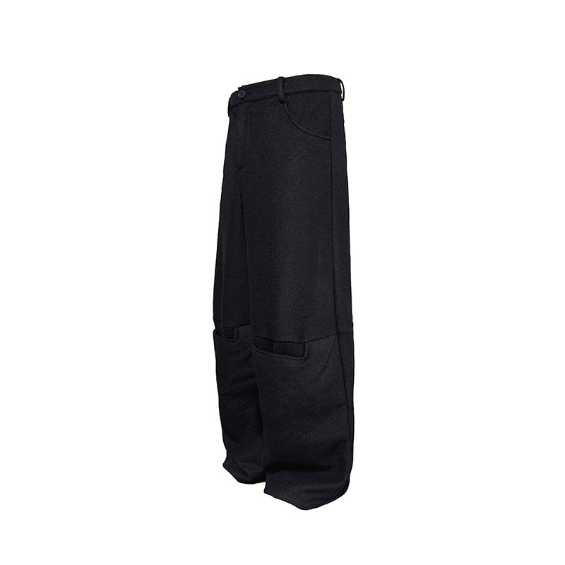 Knee Spacer Wool Wide Leg Trouser