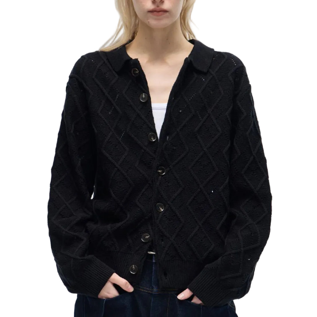 3D twisted knit cardigan