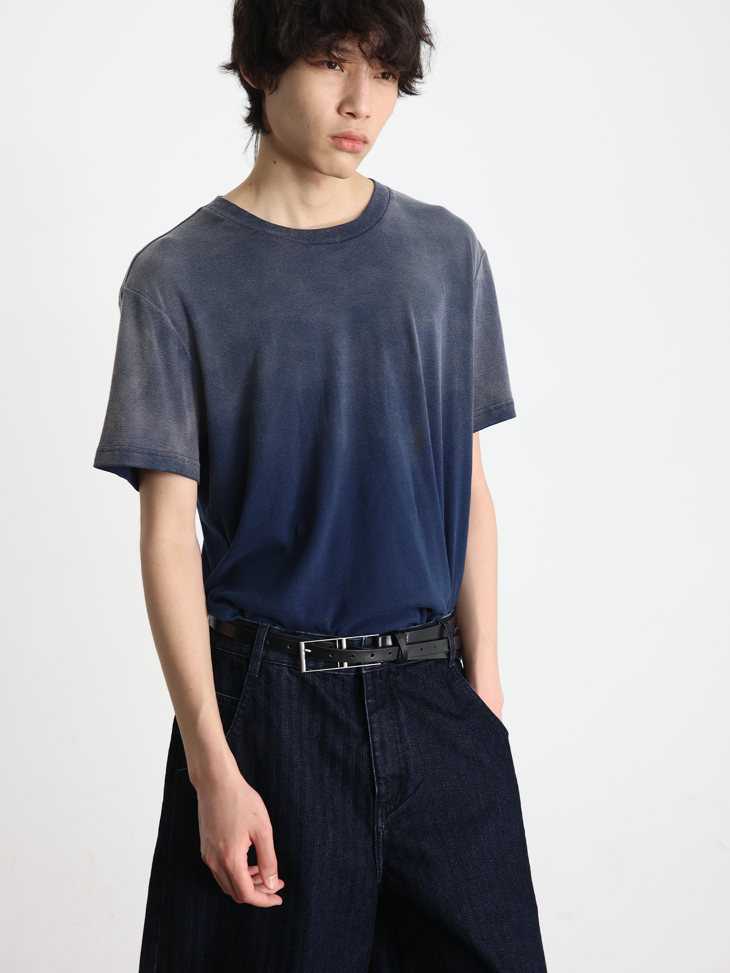 Washed faded short-sleeve T-shirt