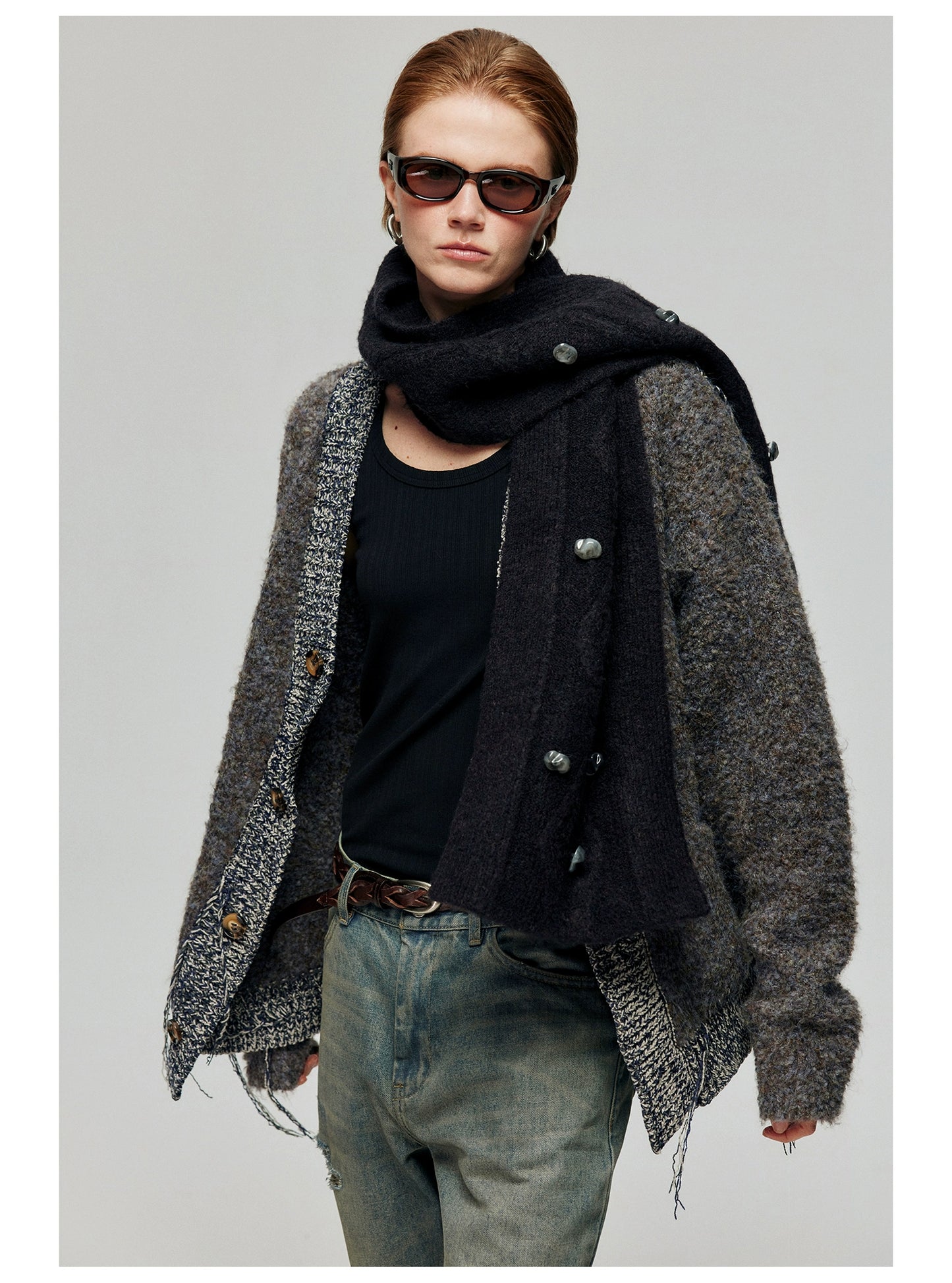 contrasting fringe cardigan