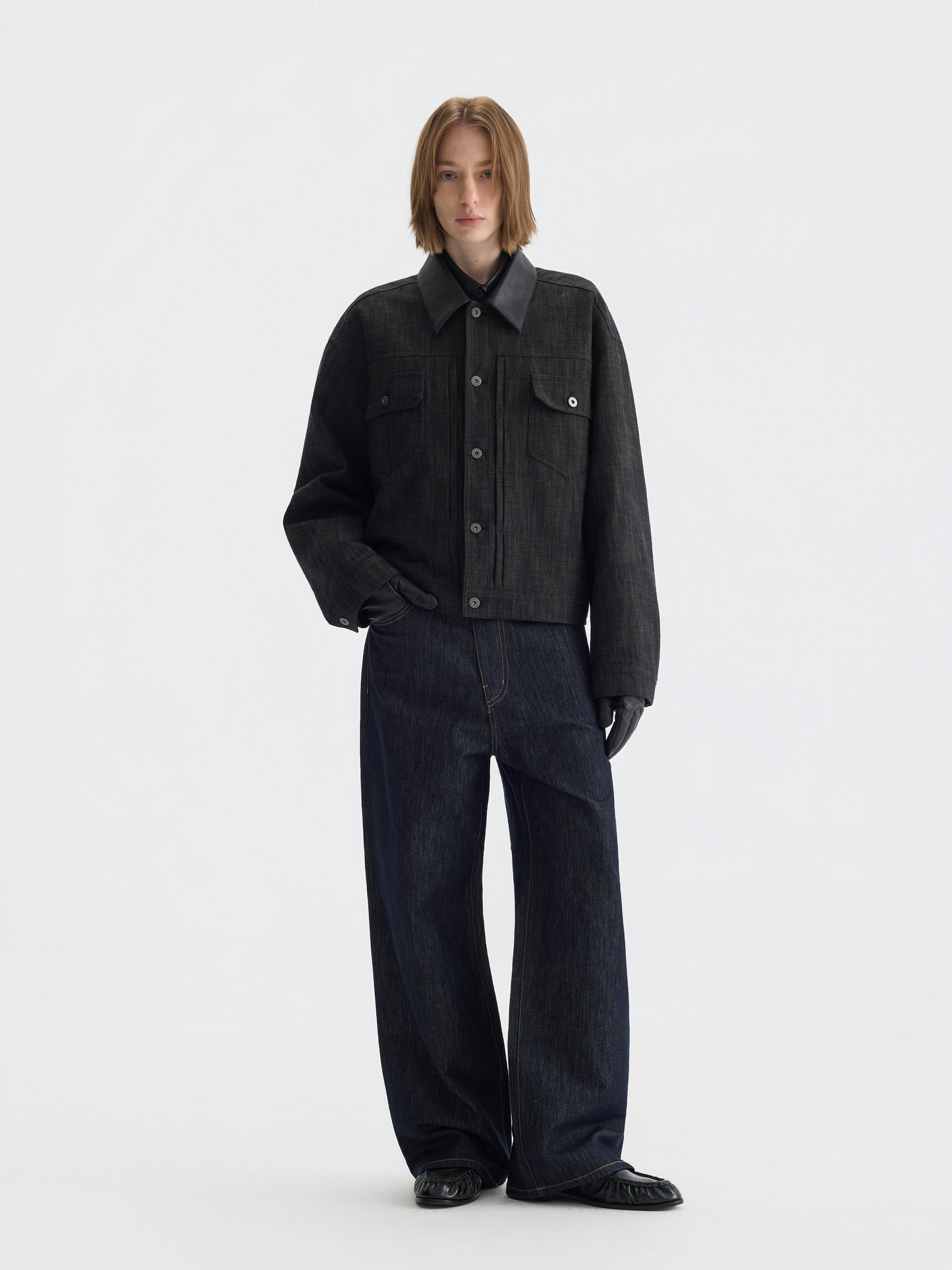 Japanese button-down straight jeans