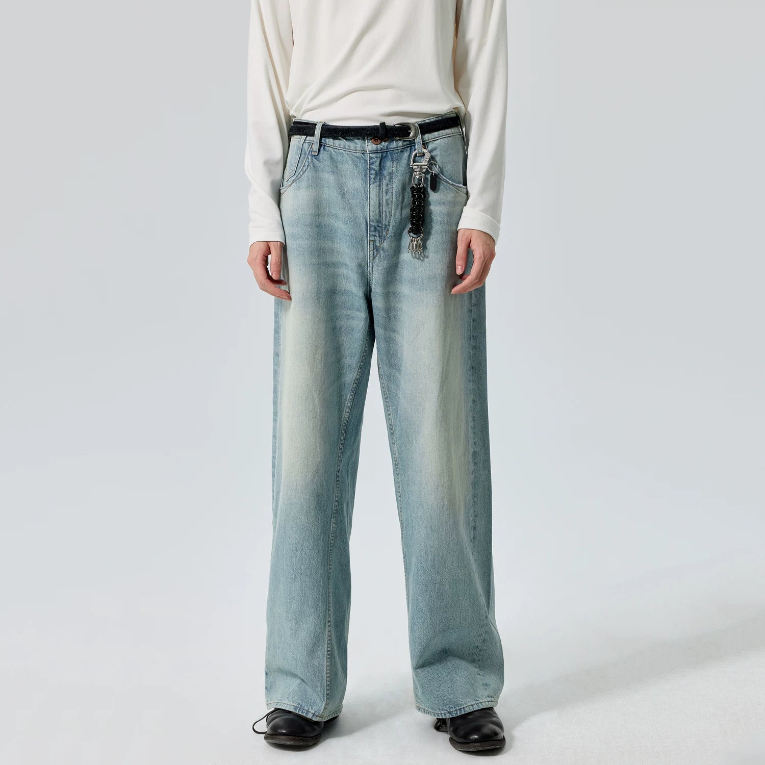 Braided leather keychain