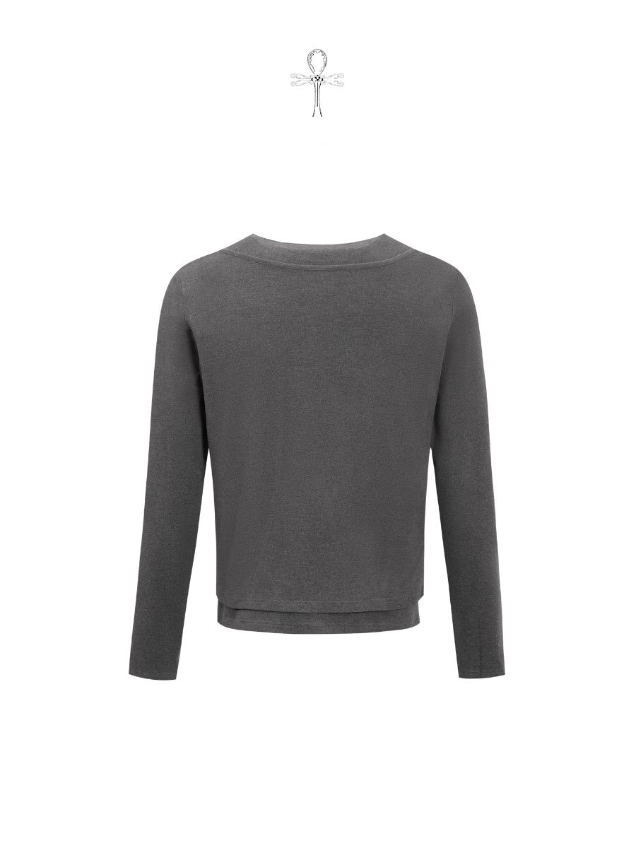 "Folded Halberd" fake layered long sleeve t-shirt