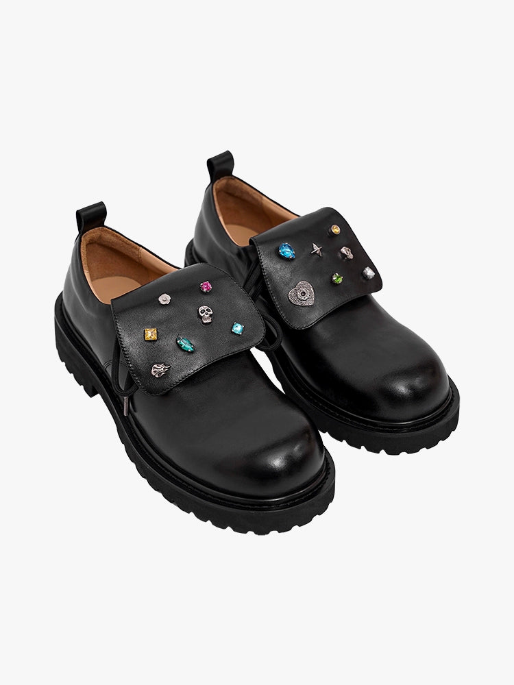 TONGUE FLAP HEIGHTENED COWHIDE DERBY SHOES