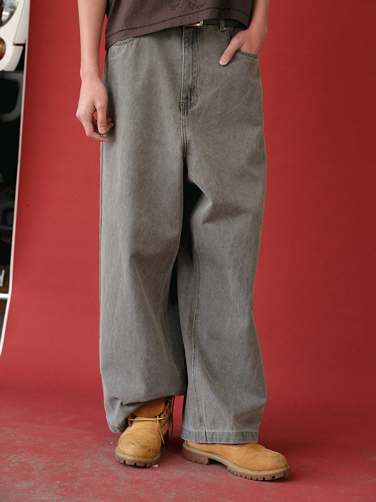 Deep crotch wide-leg jeans