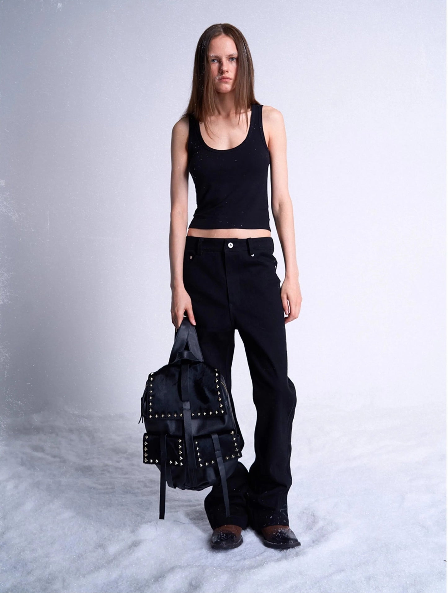 noEmosen Rivet vintage punk leather backpack