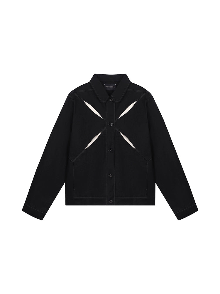 cut-out denim jacket