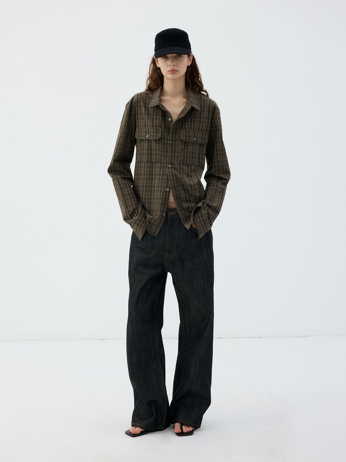 Plaid loose long-sleeve shirt