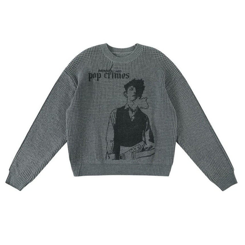 POP CRIMES Wool chunky waffle sweater