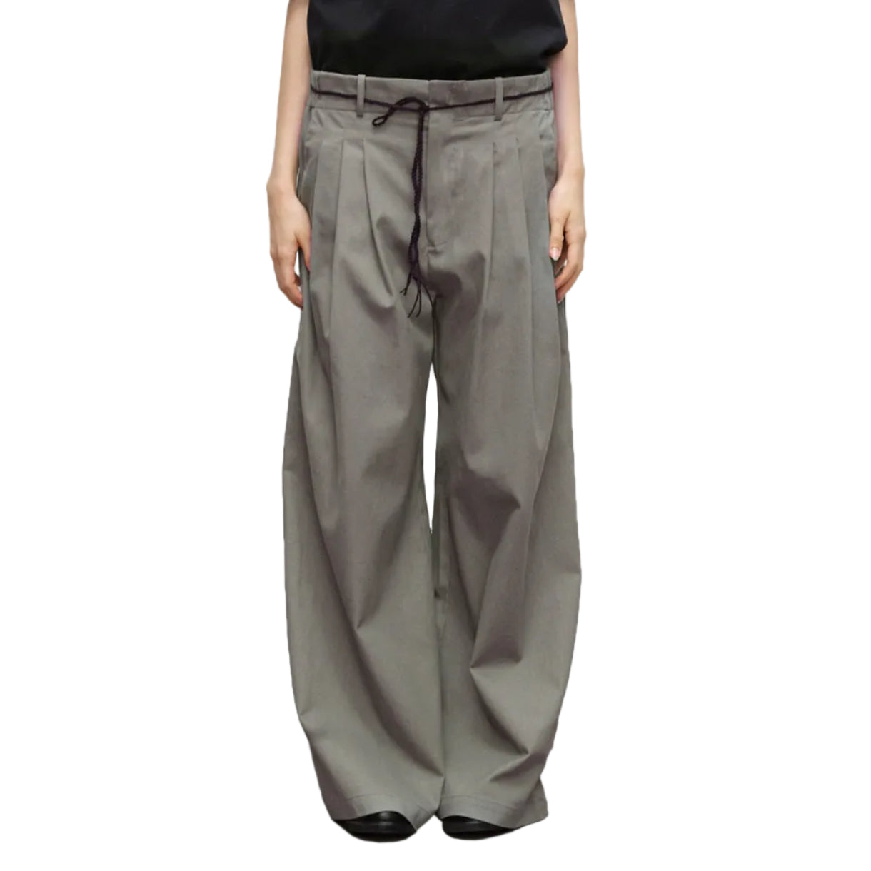 Multi-pleated loose wide-leg trousers
