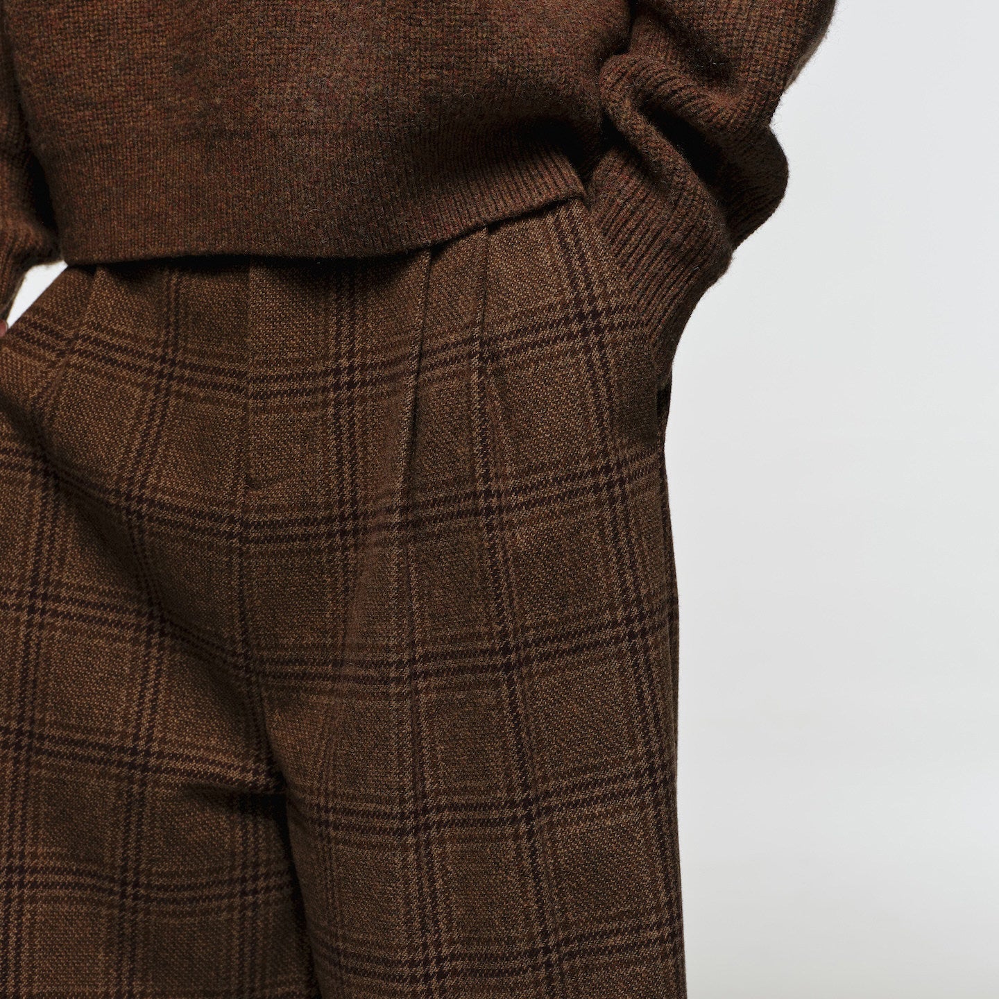 Plaid Wool Wide-Leg Pants