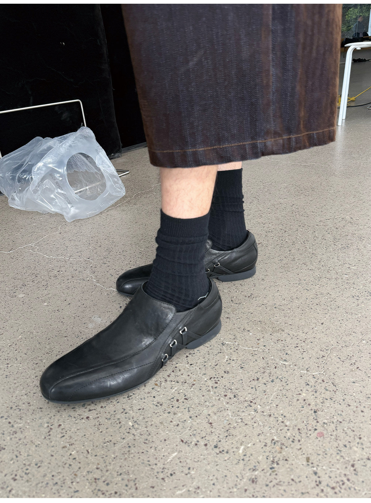 Strap Washed Leather Shoes