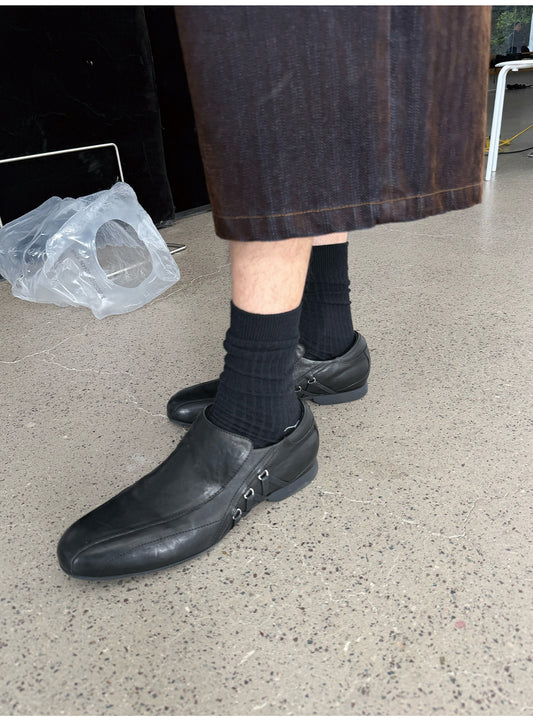 Strap Washed Leather Shoes