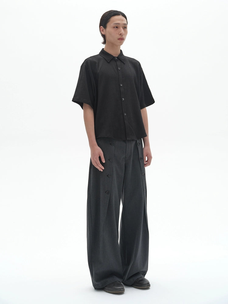 Wide Leg Button Suit Pants