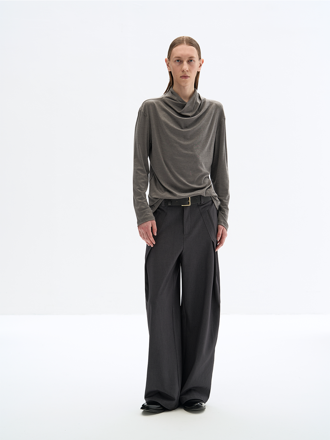 Wrap Neck Long Sleeve T-shirt