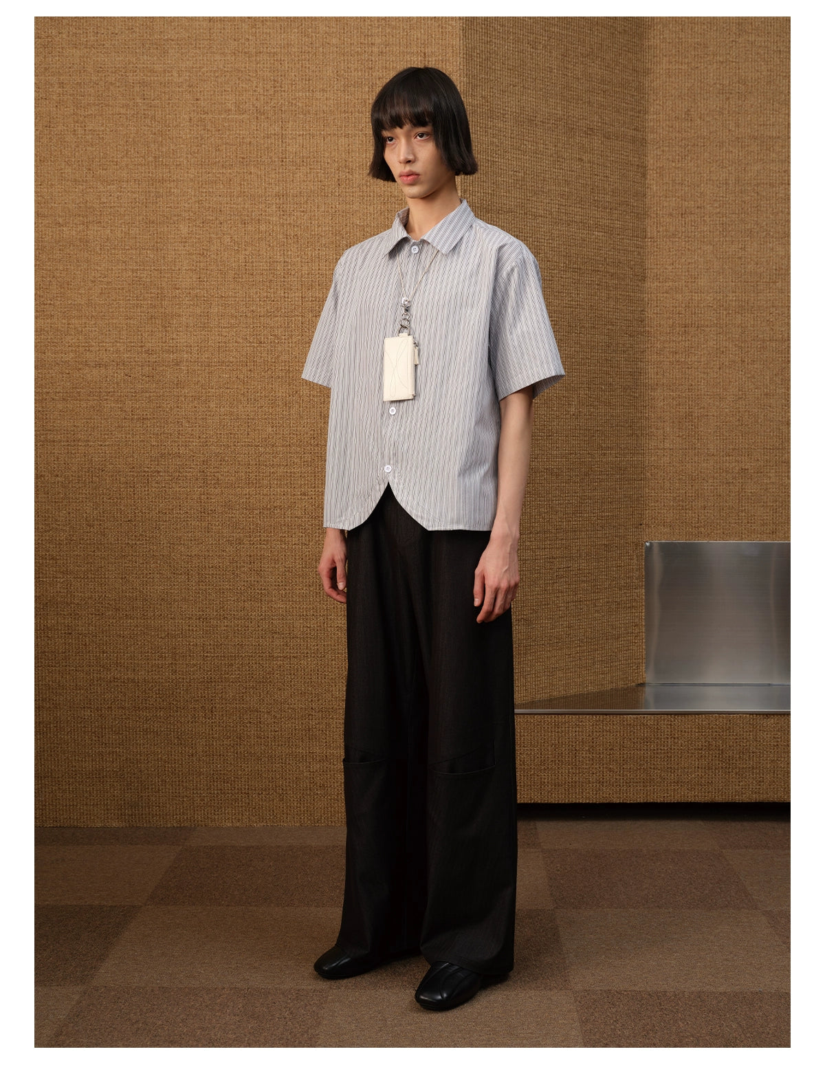 Curved Stripe Short Sleeve Shirt