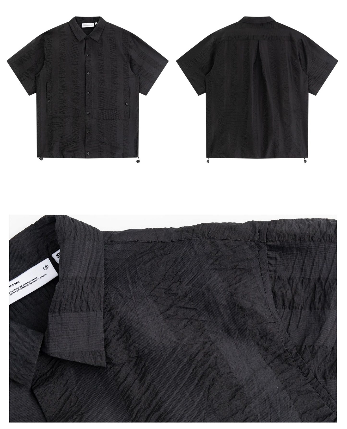 Dark Stripes Pleated Short Sleeve Shirt
