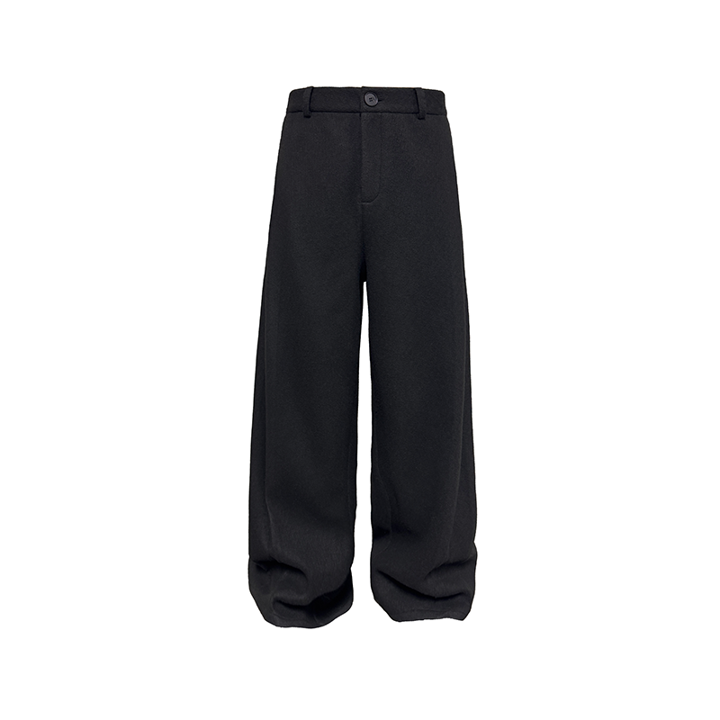 Fan-pleated woolen trousers