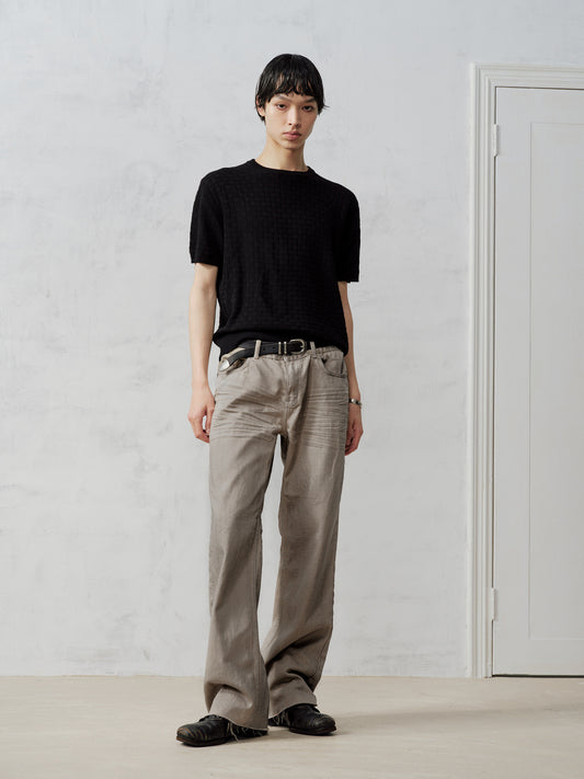 Handmade dirty gray straight leg  jeans