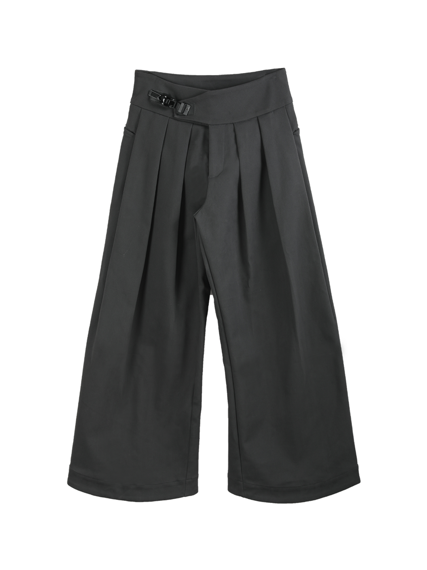 Slide buckle wide-leg trousers