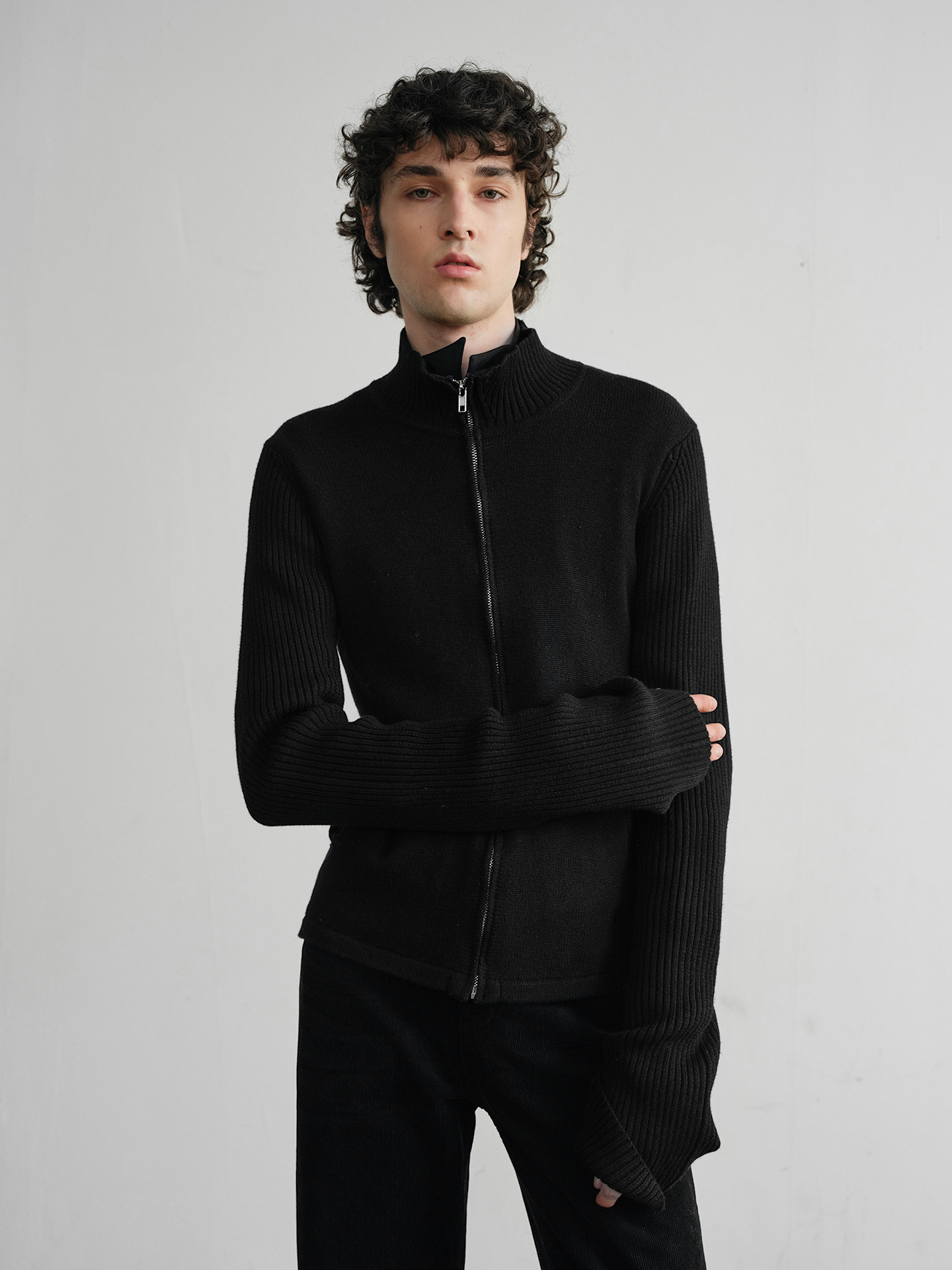 Merino wool Turtleneck Zip Cardigan