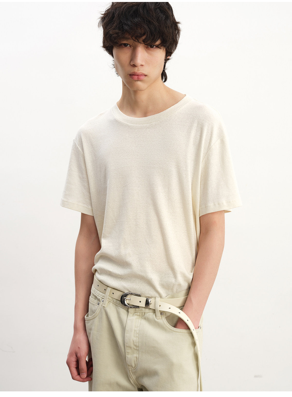 Washed faded short-sleeve T-shirt