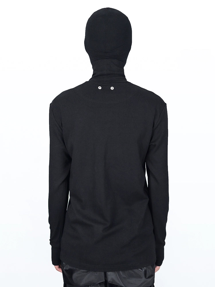 ninja high neck finger hole long sleeve T-shirt