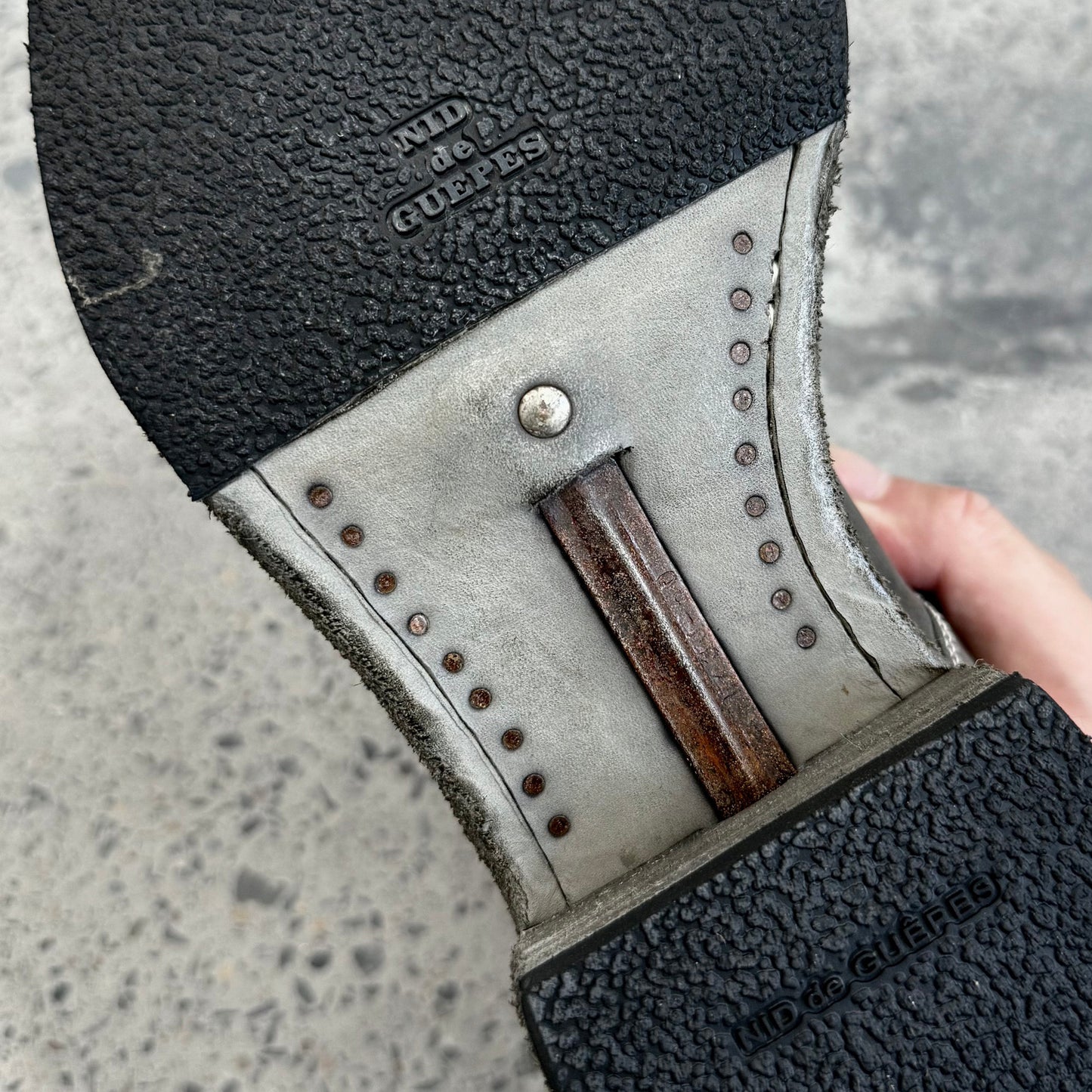 Washed craftsman derby leather shoes